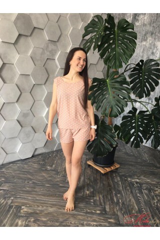 Легкий комплектик Toozz шорты + блуза в горошек